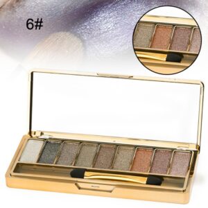 Sparkle Eyeshadow Palette&9 Colors Shimmer Makeup Palette & Makeup Cosmetic Brush Set &Gold Glitter Eyeshadow Palette Highly Shining Pigmented Diamond Eyeshadow&9 Color Eyeshadow 6#,US SHIPPING (1pc)