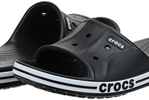 Crocs Unisex Bayaband Slides | Slide Sandals, Black/White, 9 Men/11 Women