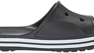 Crocs Men's and Women's Bayaband Slide | Casual Beach Sandal | Shower Shoe, Black/White, 9 US Women / 7 US Men