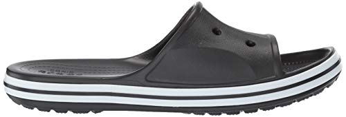 Crocs Men's and Women's Bayaband Slide | Casual Beach Sandal | Shower Shoe, Black/White, 9 US Women / 7 US Men