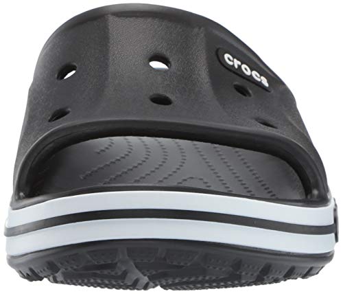 Crocs Men's and Women's Bayaband Slide | Casual Beach Sandal | Shower Shoe, Black/White, 9 US Women / 7 US Men