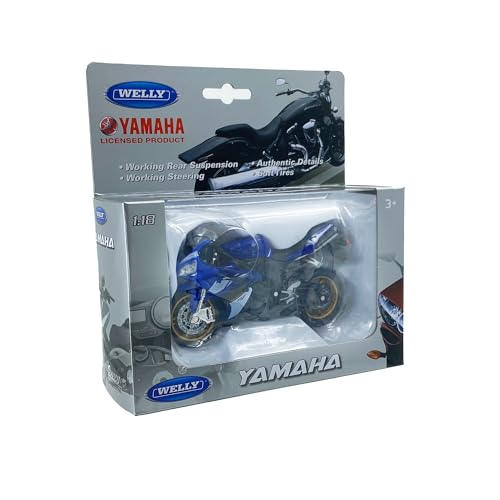 Welly Die Cast Motorcycle Blue Yamaha 2008 YZF-R1, 1:18 Scale