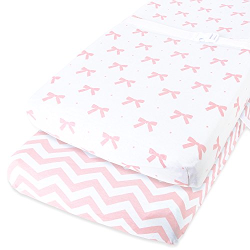 Cuddly Cubs Changing Pad Covers – 2 Pack – Snuggly Soft Plush Cotton Changing Table Covers for Girl – Fits Perfectly on Summer Infant and Other 16 x 32" Baby Changing Table Pads – Pink