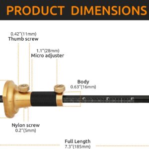 Wheel Marking Gauge Kit - 2 Extra Cutter Wheels, Roll Stop Head, Micro Adjuster, Metric Imperial Ruler, 7'' Brass Marker Tool for Woodwork