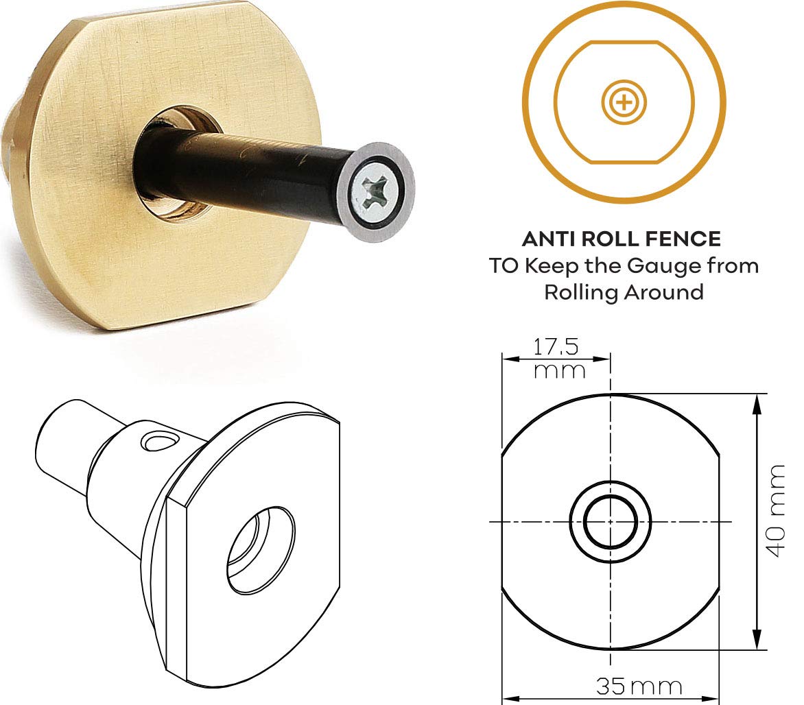 Wheel Marking Gauge Kit - 2 Extra Cutter Wheels, Roll Stop Head, Micro Adjuster, Metric Imperial Ruler, 7'' Brass Marker Tool for Woodwork