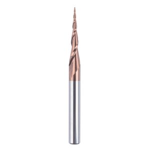 spetool tapered ball nose end mill 1/4" x 3" with 0.5mm tip diameter(0.25mm radius) ball nose 5.26deg router bit for cnc machine engraving carving bits h-si coated