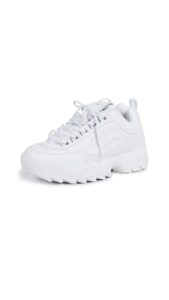 fila women's disruptor ii premium comfortable sneakers, white/white/white, 8