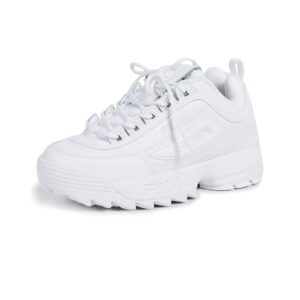 Fila Women's Disruptor Ii Premium Comfortable Sneakers, White/White/White, 8