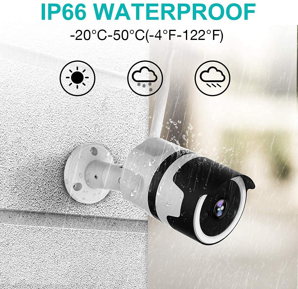 Outdoor Security Camera, Netvue 1080P Wifi Bullet Surveillance Camera Two-Way Audio, IP66 Waterproof, FHD Night Vision, Motion Detection, Home Security Camera Activity Alert, Cloud Storage, SD Card