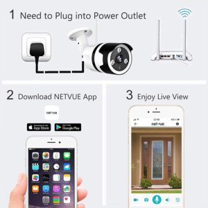 Outdoor Security Camera, Netvue 1080P Wifi Bullet Surveillance Camera Two-Way Audio, IP66 Waterproof, FHD Night Vision, Motion Detection, Home Security Camera Activity Alert, Cloud Storage, SD Card