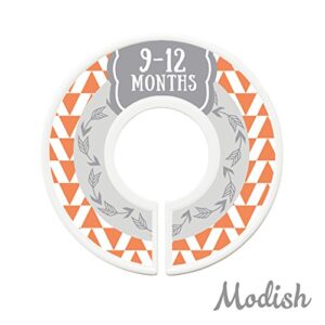 Modish Labels Baby Clothes Size Dividers, Baby Closet Organizers, Size Dividers, Baby Closet Organizers, Closet Dividers, Clothes Organizer, Boy, Woodland, Arrows, Tribal, Orange, Grey, Gray (Baby)