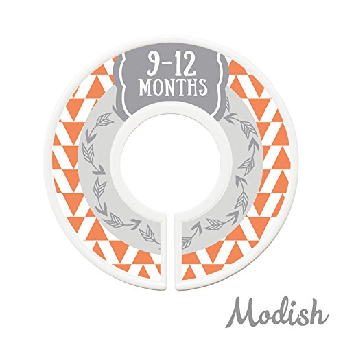 Modish Labels Baby Clothes Size Dividers, Baby Closet Organizers, Size Dividers, Baby Closet Organizers, Closet Dividers, Clothes Organizer, Boy, Woodland, Arrows, Tribal, Orange, Grey, Gray (Baby)