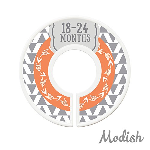 Modish Labels Baby Clothes Size Dividers, Baby Closet Organizers, Size Dividers, Baby Closet Organizers, Closet Dividers, Clothes Organizer, Boy, Woodland, Arrows, Tribal, Orange, Grey, Gray (Baby)