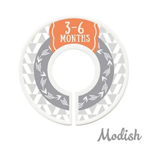 Modish Labels Baby Clothes Size Dividers, Baby Closet Organizers, Size Dividers, Baby Closet Organizers, Closet Dividers, Clothes Organizer, Boy, Woodland, Arrows, Tribal, Orange, Grey, Gray (Baby)