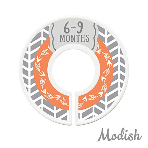 Modish Labels Baby Clothes Size Dividers, Baby Closet Organizers, Size Dividers, Baby Closet Organizers, Closet Dividers, Clothes Organizer, Boy, Woodland, Arrows, Tribal, Orange, Grey, Gray (Baby)