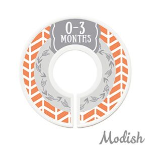 Modish Labels Baby Clothes Size Dividers, Baby Closet Organizers, Size Dividers, Baby Closet Organizers, Closet Dividers, Clothes Organizer, Boy, Woodland, Arrows, Tribal, Orange, Grey, Gray (Baby)