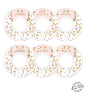 modish labels baby clothes size dividers, baby closet organizers, size dividers, baby closet organizers, closet dividers, clothes organizer, girl, pink mint, confetti, dots, clean modern (baby)