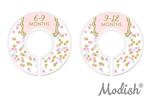 Modish Labels Baby Clothes Size Dividers, Baby Closet Organizers, Size Dividers, Baby Closet Organizers, Closet Dividers, Clothes Organizer, Girl, Pink Mint, Confetti, Dots, Clean Modern (Baby)