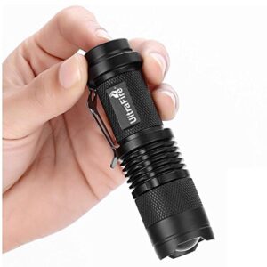 ULTRAFIRE 3 Pack Mini Flashlights Focus Adjustable SK68 Single Mode Tactical LED Flashlight, Ultra Bright 300 Lumens Torch