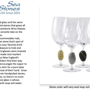 Sea Stones “Touchstone” Universal Wine Glass Set of 2-18oz Thin Rim, Long Stem Summer Glassware - Artisan River and Ocean Stone - Perfect for Birthday, Wedding and Anniversary or New House