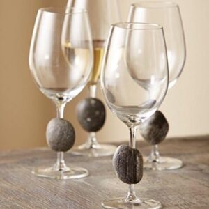 Sea Stones “Touchstone” Universal Wine Glass Set of 2-18oz Thin Rim, Long Stem Summer Glassware - Artisan River and Ocean Stone - Perfect for Birthday, Wedding and Anniversary or New House