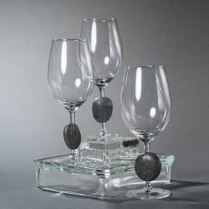 Sea Stones “Touchstone” Universal Wine Glass Set of 2-18oz Thin Rim, Long Stem Summer Glassware - Artisan River and Ocean Stone - Perfect for Birthday, Wedding and Anniversary or New House