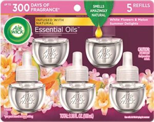 air wick plug in scented oil refill, 5ct, summer delights, air freshener, essential oils