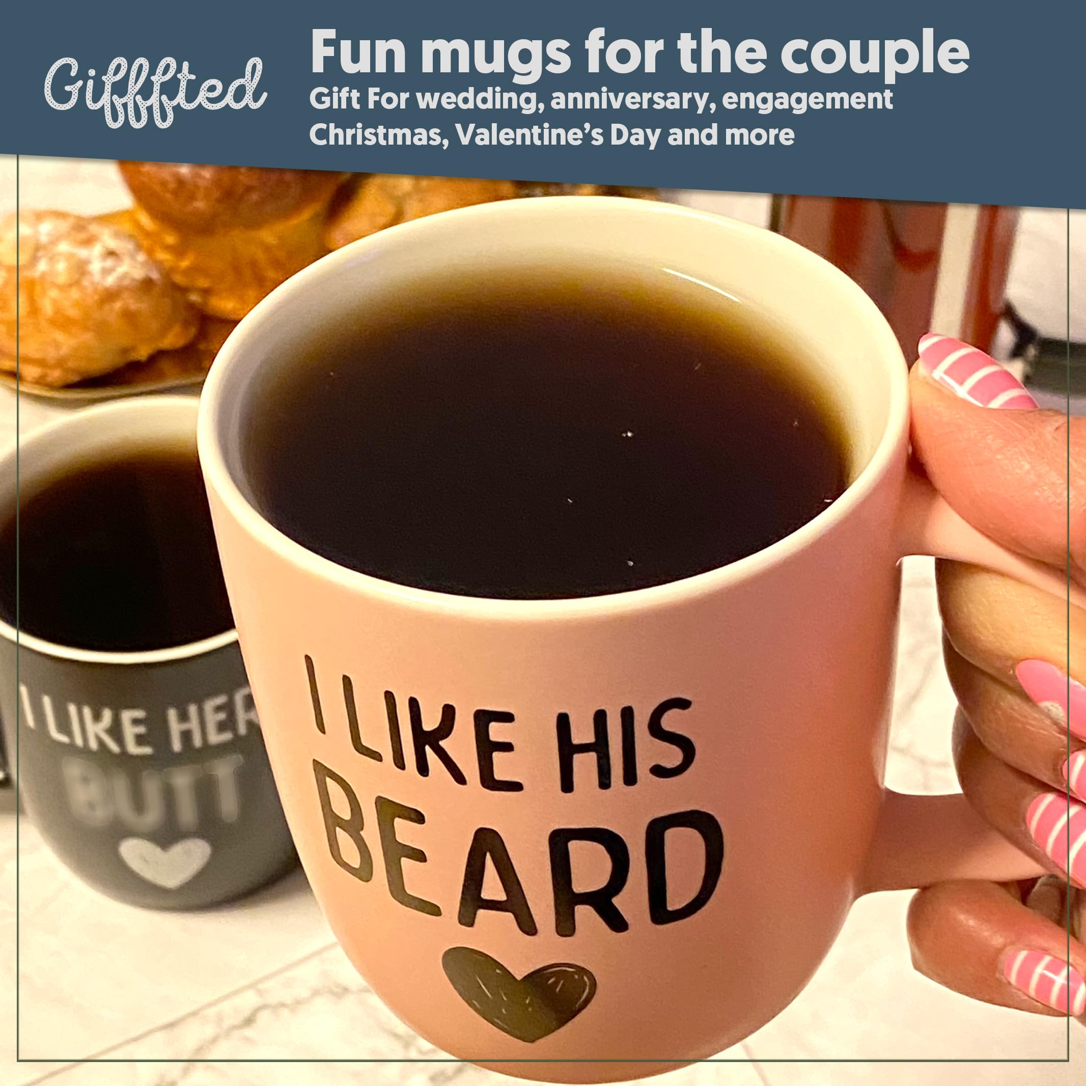 Triple Gifffted Funny Couples Gifts For Christmas, Wedding Anniversary, Engagement, Valentines Day Girlfriend Boyfriend Couple Gift, His & Hers, Bride & Groom, Him & Her, Ceramic, 380ML