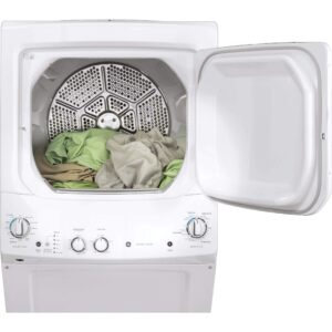 GE GUD27ESSMWW Unitized Spacemaker 3.8 Washer with Stainless Steel Basket and 5.9 Cu. Ft. Capacity Electric Dryer, White
