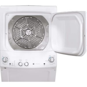 GE GUD27ESSMWW Unitized Spacemaker 3.8 Washer with Stainless Steel Basket and 5.9 Cu. Ft. Capacity Electric Dryer, White