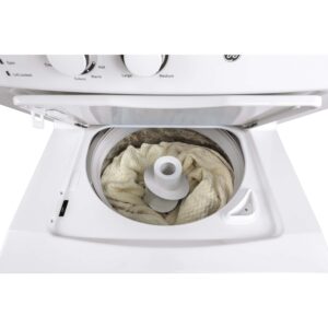 GE GUD27ESSMWW Unitized Spacemaker 3.8 Washer with Stainless Steel Basket and 5.9 Cu. Ft. Capacity Electric Dryer, White