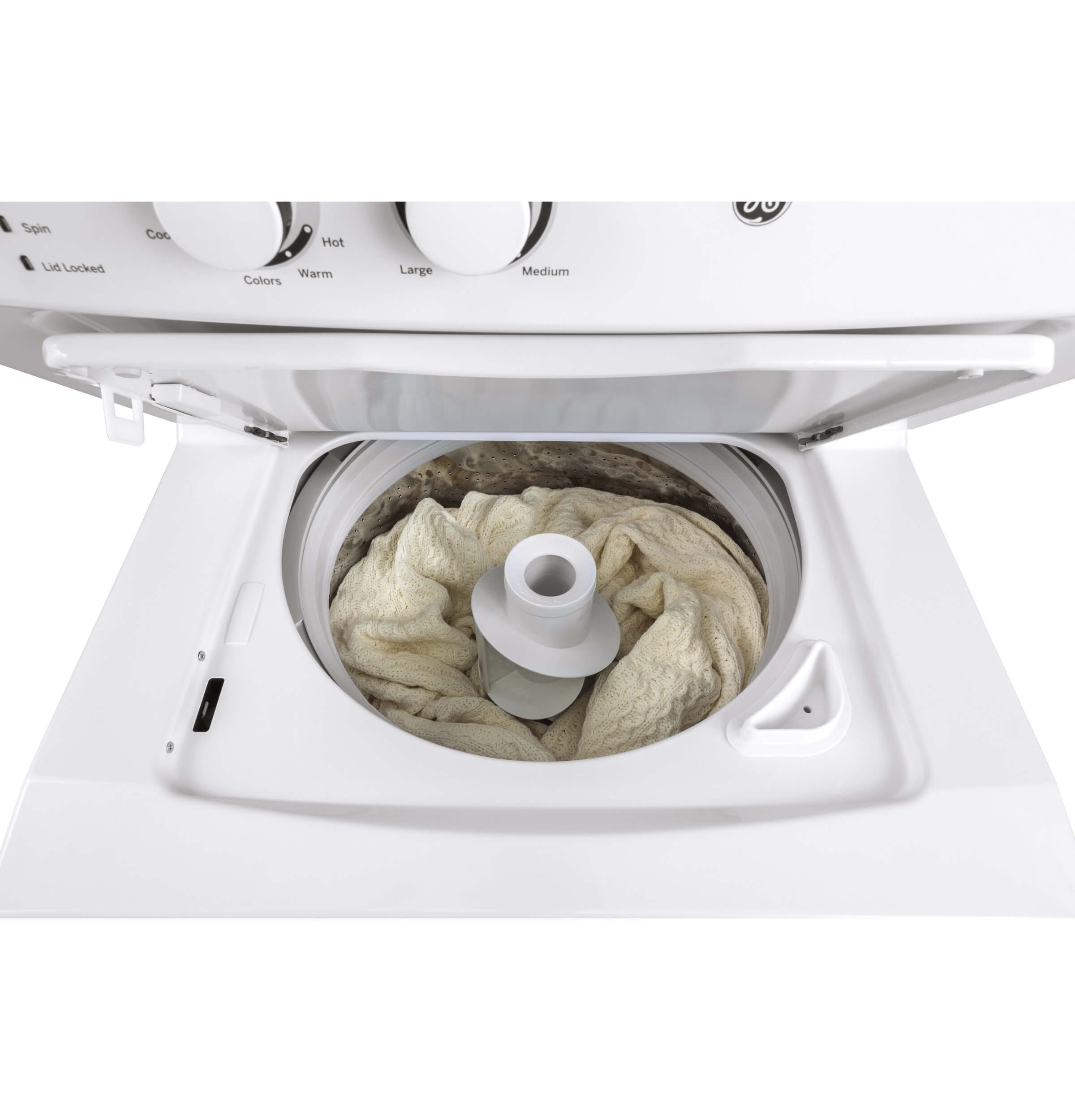 GE GUD27ESSMWW Unitized Spacemaker 3.8 Washer with Stainless Steel Basket and 5.9 Cu. Ft. Capacity Electric Dryer, White