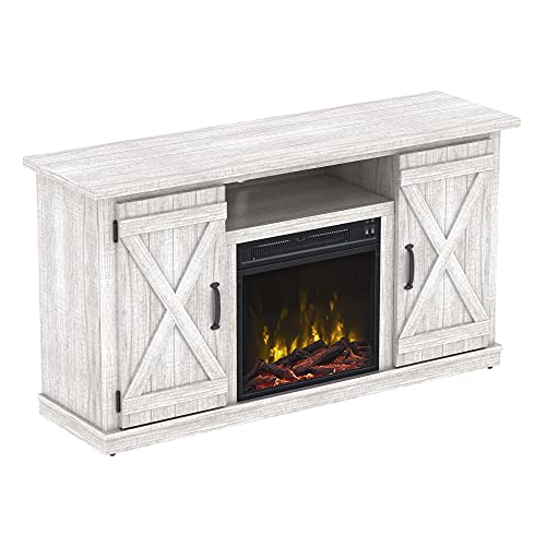 Twin Star Home Cottonwood 55" TV Stands with Electric Fireplace, Sargent Oak