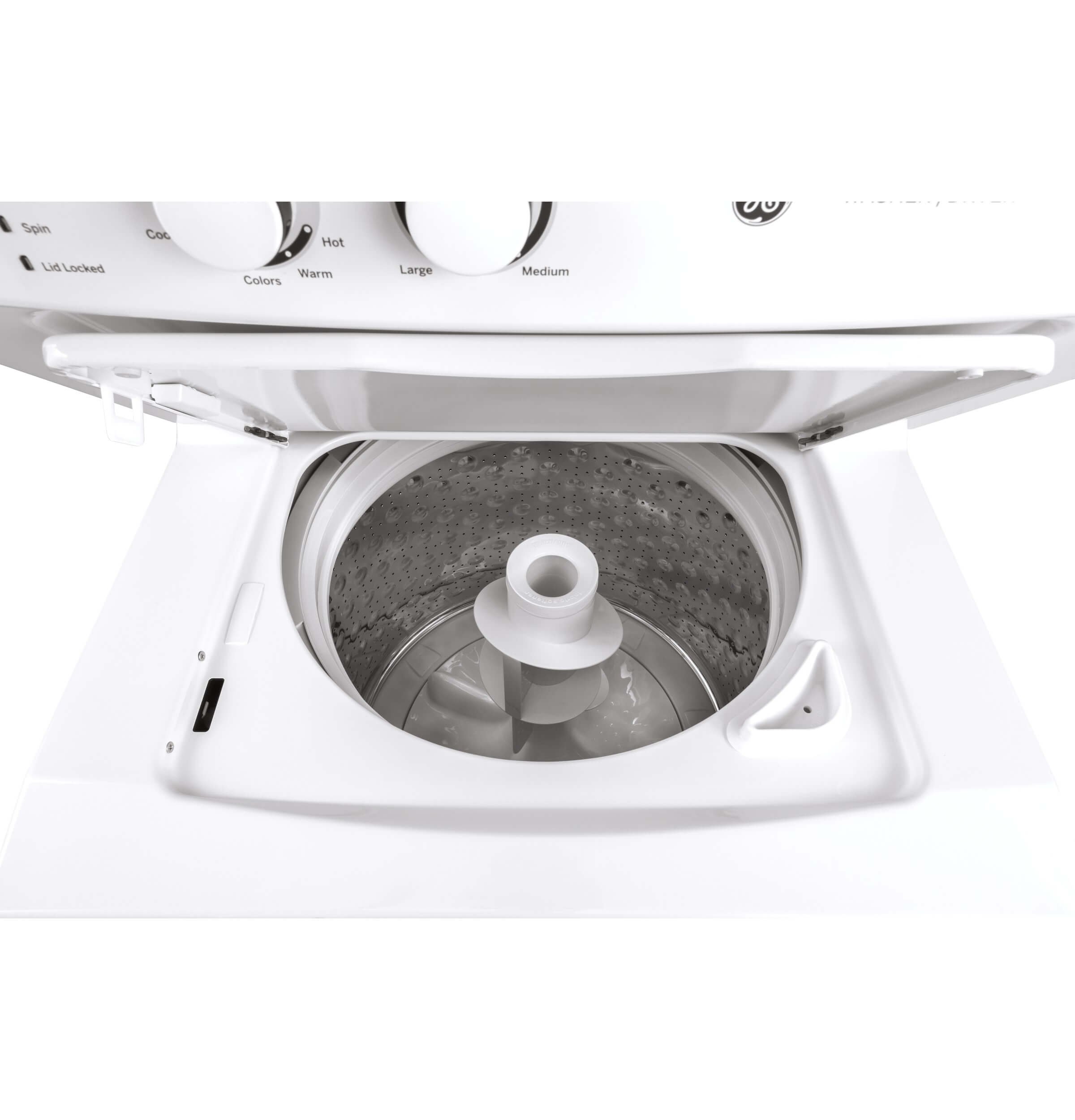 GE GUD27ESSMWW Unitized Spacemaker 3.8 Washer with Stainless Steel Basket and 5.9 Cu. Ft. Capacity Electric Dryer, White