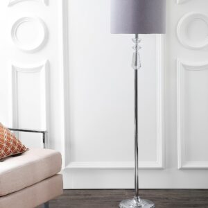 JONATHAN Y JYL2027A Layla 59.5" Crystal/Metal LED Floor Lamp Contemporary,Transitional,Traditional,Classic for Bedrooms, Living Room, Office, Reading, Clear/ChromeWithGrayShade