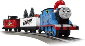 lionel thomas & friends christmas freight electric o gauge bluetooth train set with remote, blue,red and white
