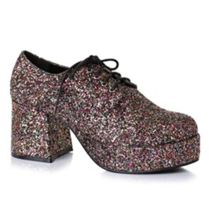 mens disco platform 3" heel glitter shoes size small 8-9
