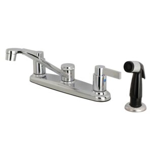 kingston brass fb112ndl nuvofusion 8" centerset kitchen faucet, 7-5/8" in spout reach, polished chrome