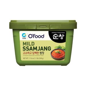 chung jung one o'food ssamjang, korean mild seasoned soybean paste sauce, perfect for rice, noodles, fresh vegetables and meat, savory and flavorful (1.1lb)