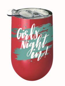 spoontiques 16939 girls night in stainless wine tumbler, red