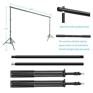 HYJ-INC Photography Umbrella Continuous Lighting Kit,Muslin Backdrop Kit(White Black), Backdrop Clips Clamp,10ft Photo Background Photography Stand System for Photo Video Studio Shooting