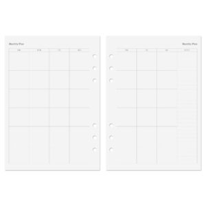 discagenda planner insert refills 6-hole ringbound 54 sheets 120gsm 80lb 5.8x8.3in (monthly, a5)