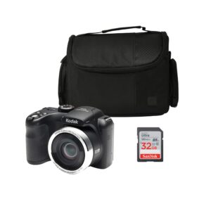kodak pixpro az252 astro zoom 16mp digital camera (black) with 16gb sd card and case bundle (3 items)