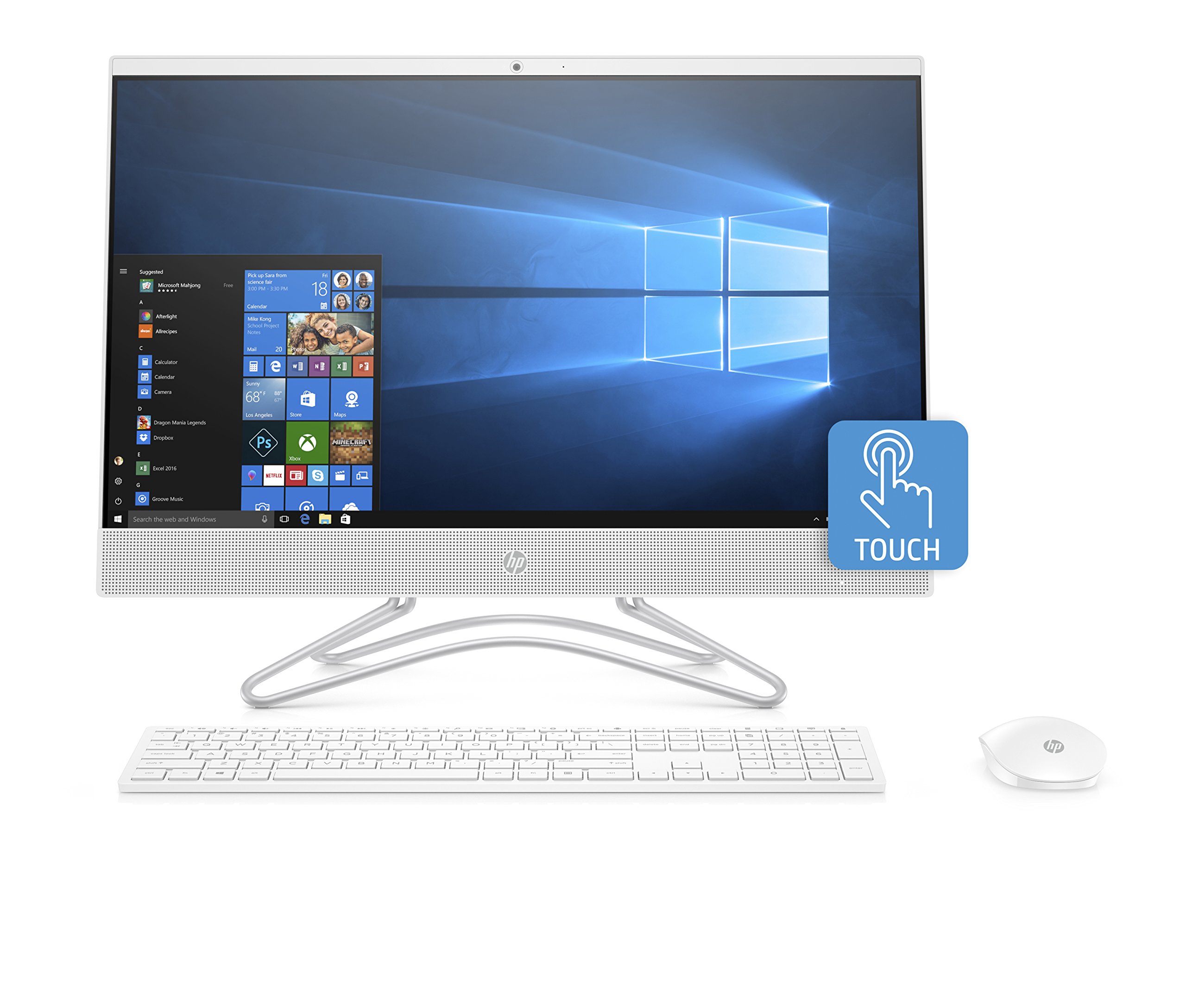 HP 24-Inch All-in-One Computer, Intel Core i5-8250U, 12GB RAM, 1TB Hard Drive, Windows 10 (24-f0060, White)