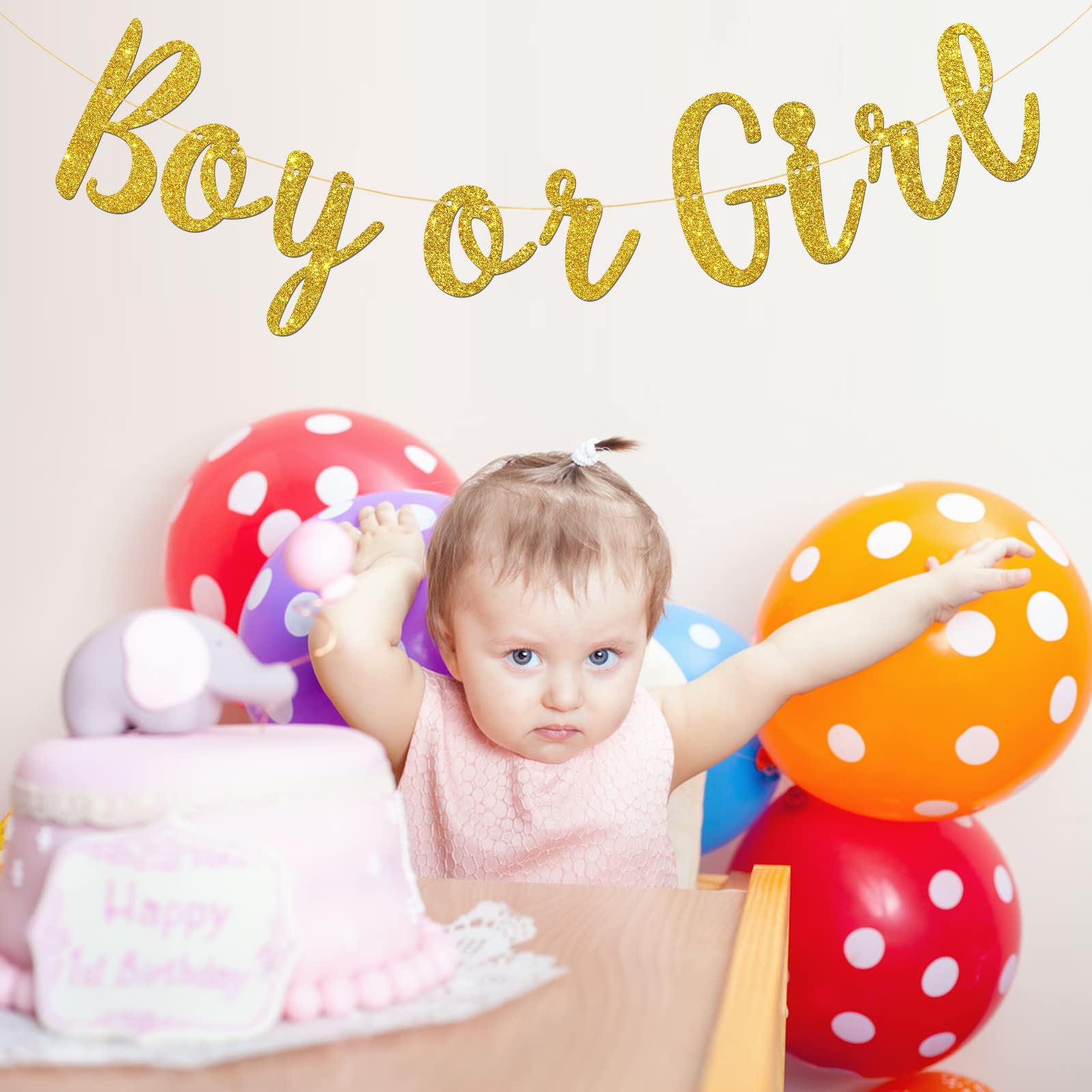 Karoo Jan Boy Or Girl Banner Gender Reveal Party Hung Bunting Pregnancy Announcement Gold Glitter Decorations Supplies