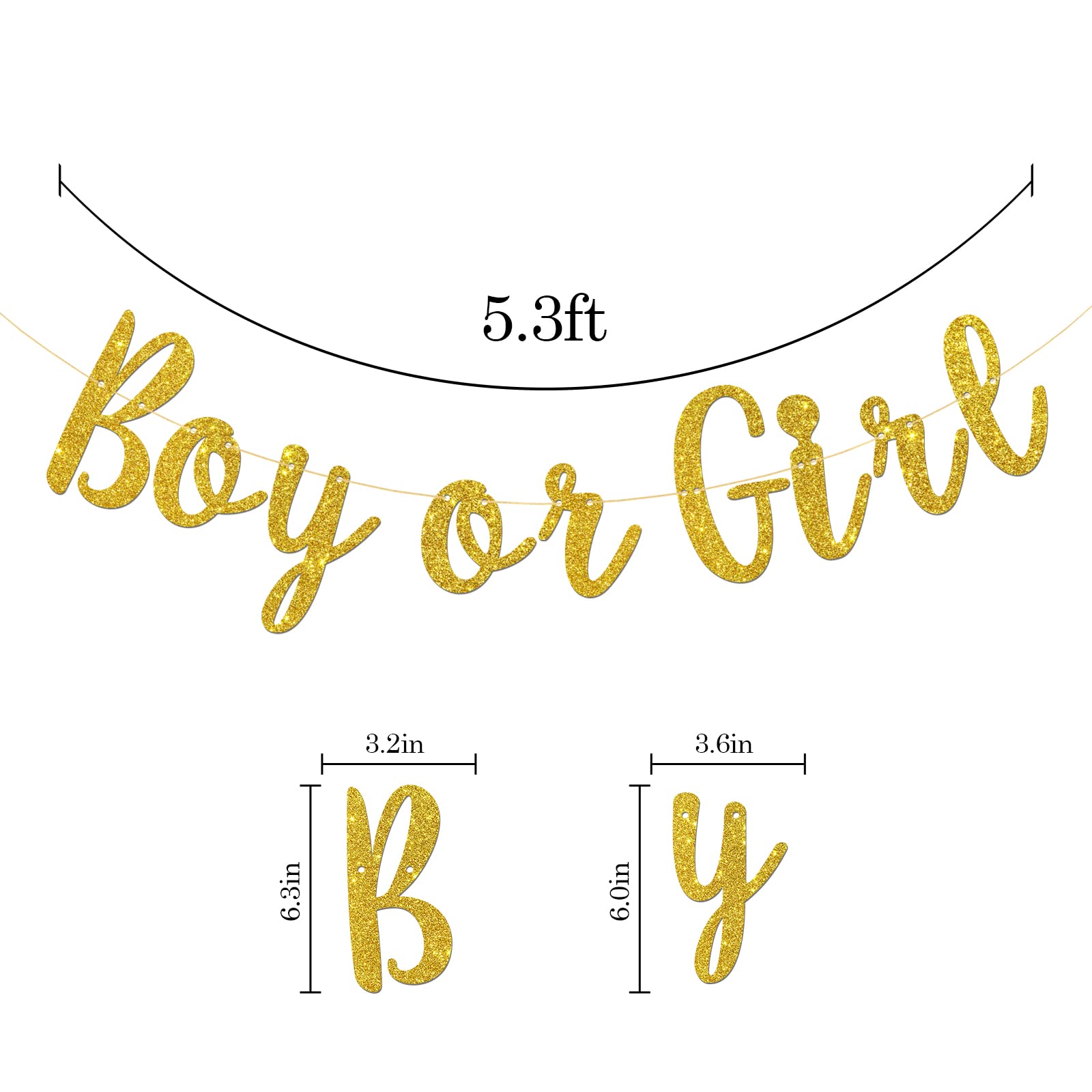 Karoo Jan Boy Or Girl Banner Gender Reveal Party Hung Bunting Pregnancy Announcement Gold Glitter Decorations Supplies