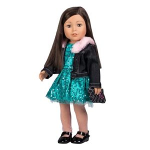 adora amazon exclusive amazing girl - 18” realistic doll in soft vinyl, huggable body and trendy outfit, perfect birthday gift for ages 6 and up - emma sparkles