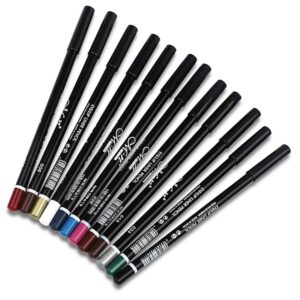 DC-BEAUTIFUL 12Pcs Lot Set 12 Colors Eyeliner Pencil Waterproof Eyebrow Pencil Cosmetics with a Pencil Sharpener