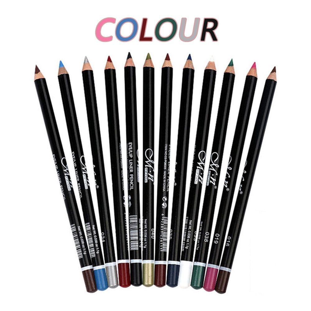 DC-BEAUTIFUL 12Pcs Lot Set 12 Colors Eyeliner Pencil Waterproof Eyebrow Pencil Cosmetics with a Pencil Sharpener