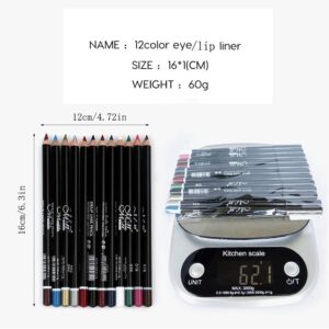 DC-BEAUTIFUL 12Pcs Lot Set 12 Colors Eyeliner Pencil Waterproof Eyebrow Pencil Cosmetics with a Pencil Sharpener